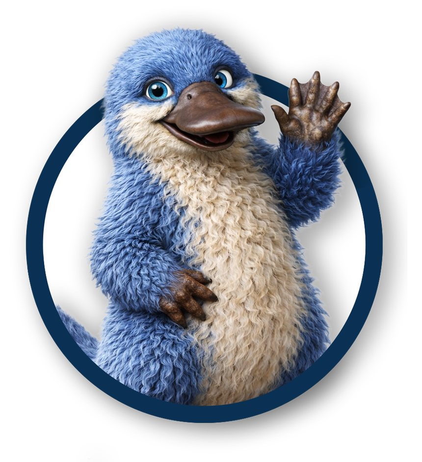 Solicitor Certificate Australia friendly platypus mascot waving